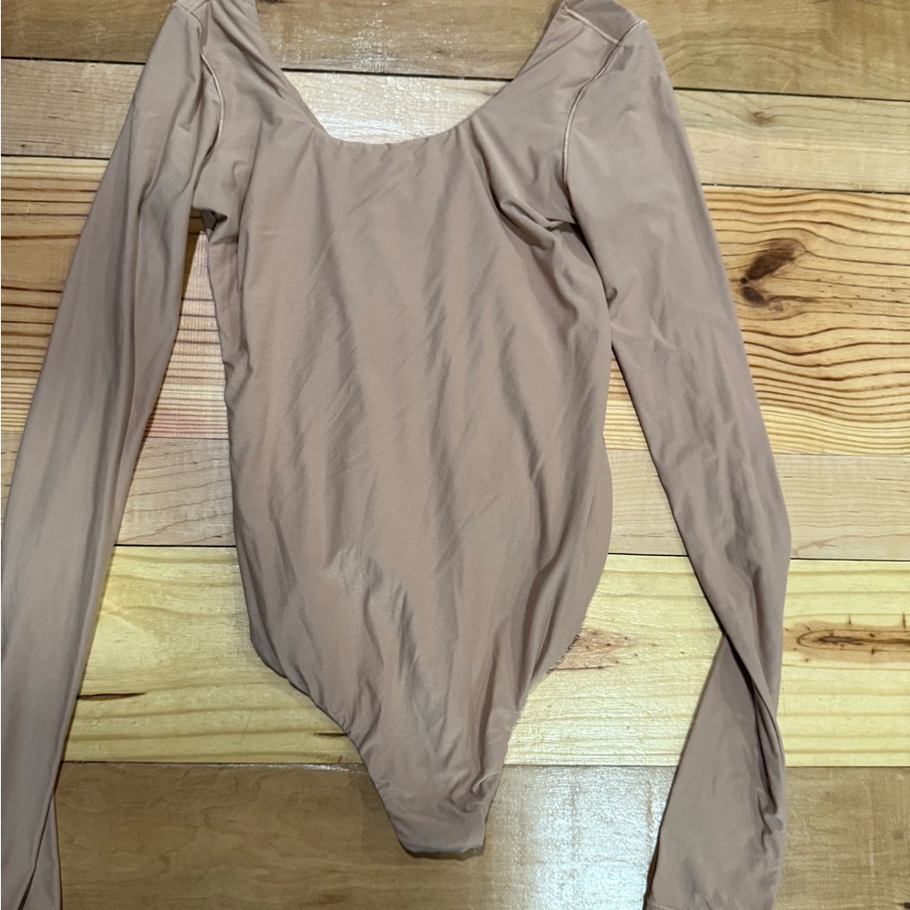 Aerie Tan Long Sleeve Bodysuit